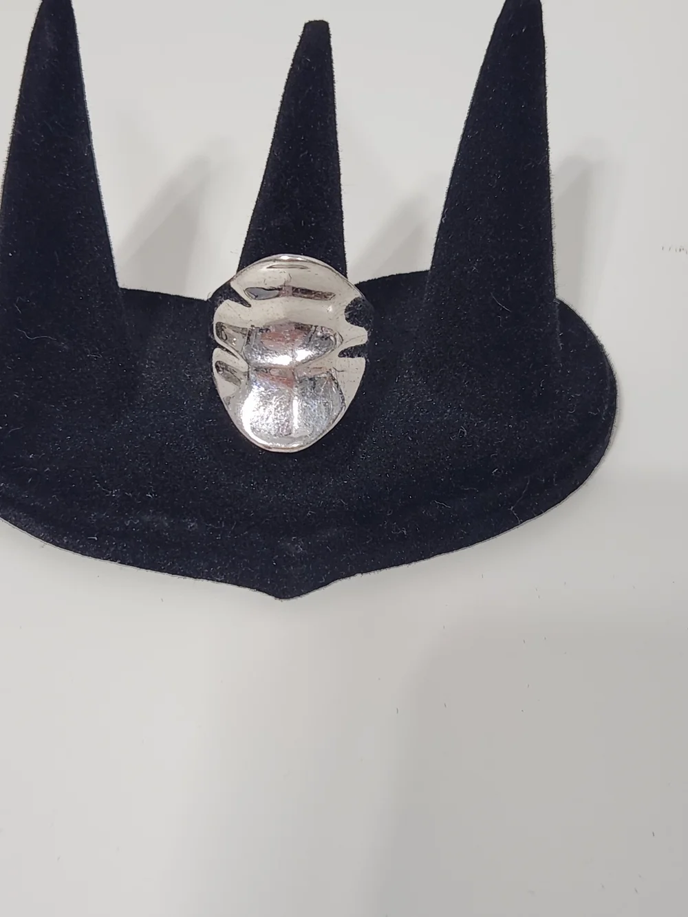 Silver Black Wave Oval Statement Ring - Women's Jewelry